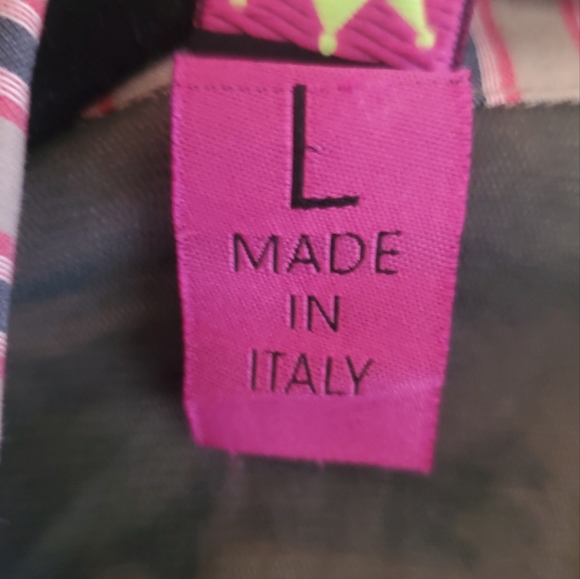 SAVE THE QUEEN long sleeve mixed fabric button down blouse, size L, colorful - Picture 11 of 11